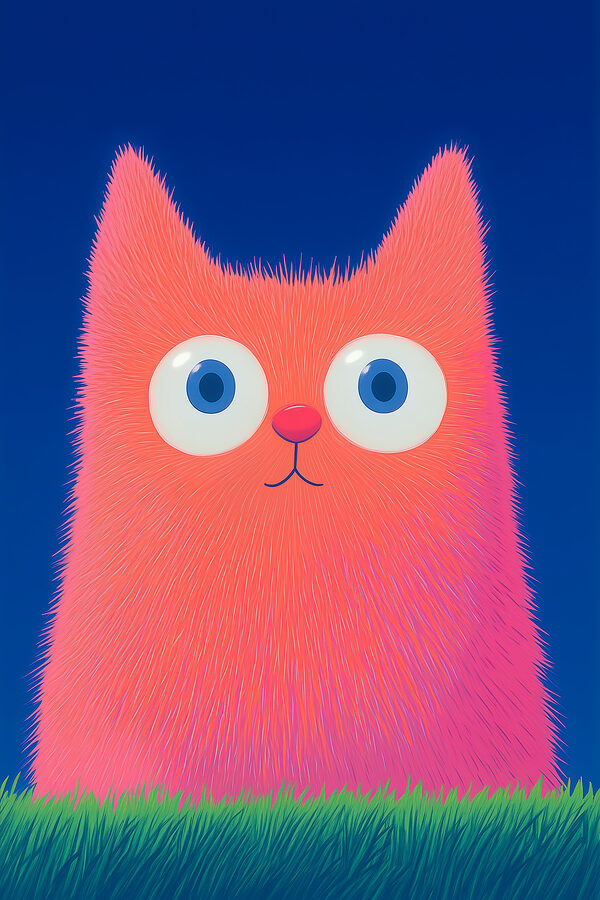 Cartoon cat with big eyes