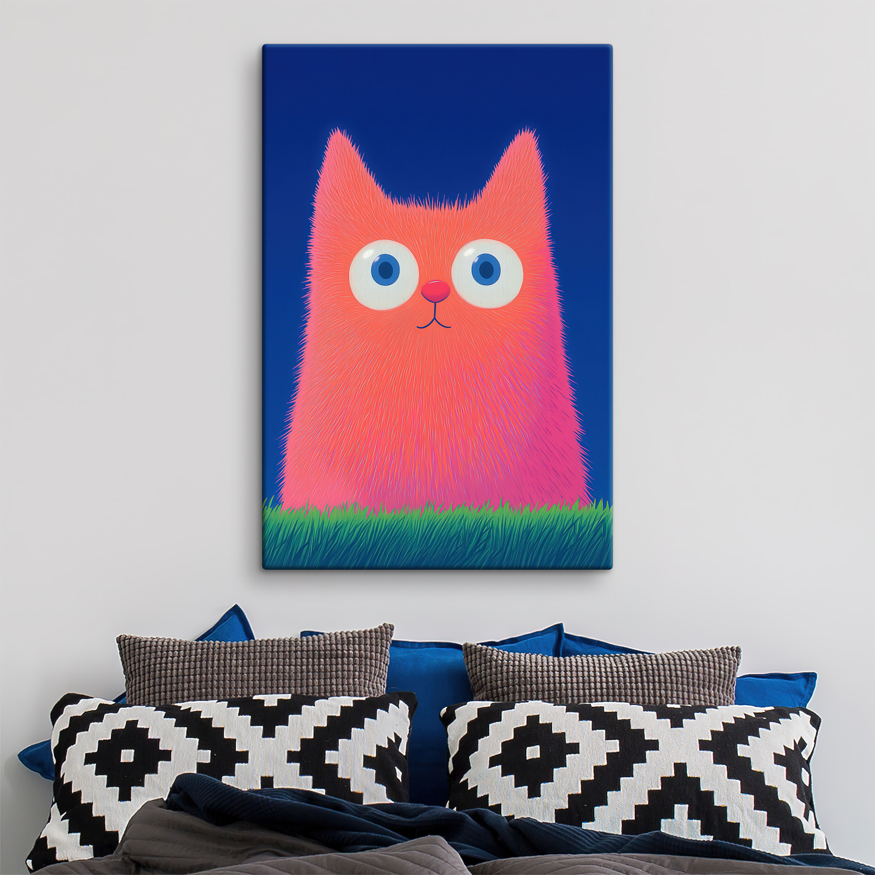 Cartoon cat with big eyes
