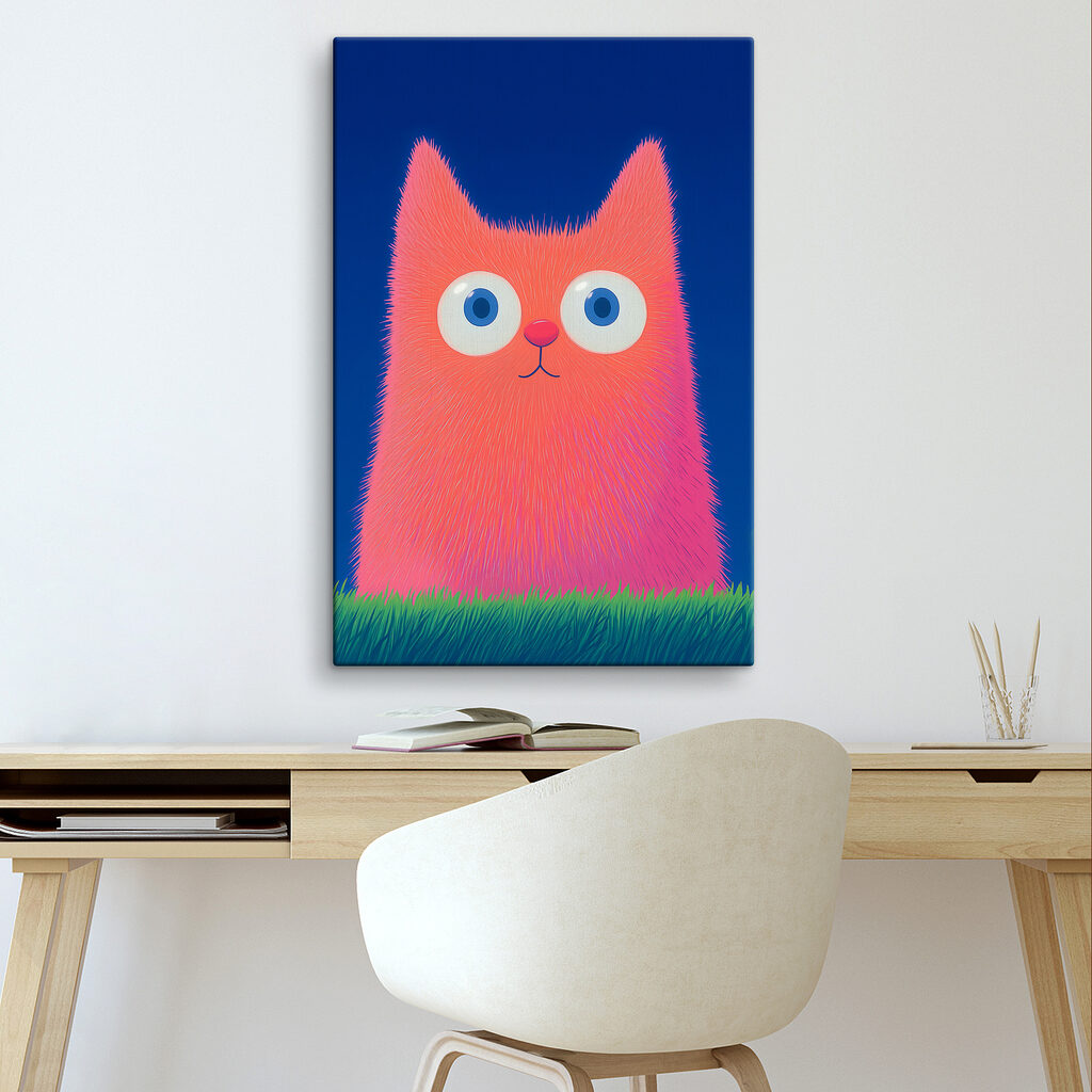 Cartoon cat with big eyes