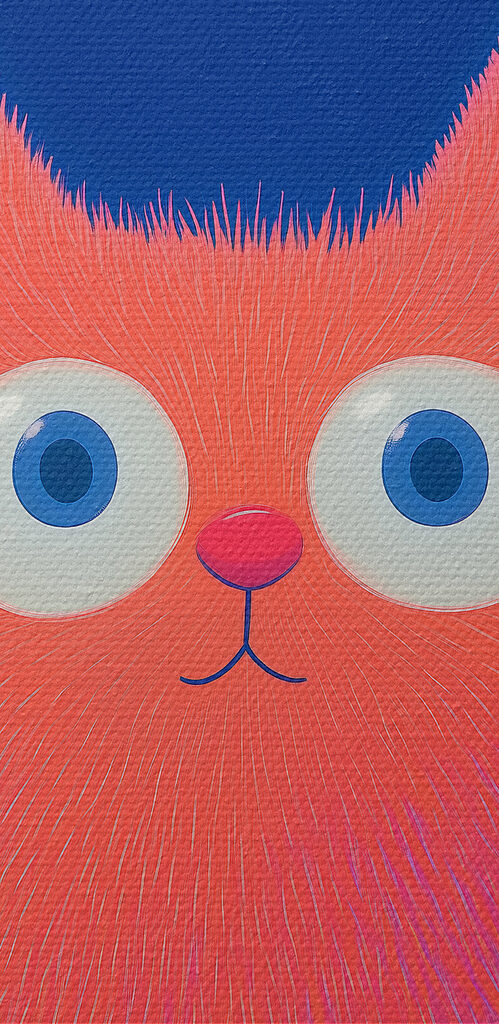 Cartoon cat with big eyes