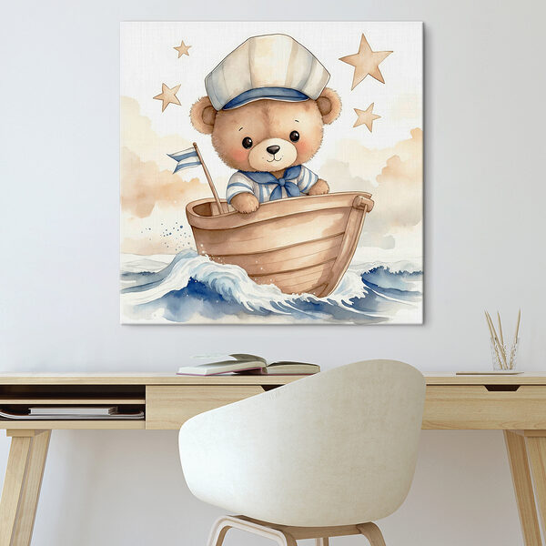 Cuadros Acuarela de un osito de peluche en un barco (SKU: s40428) Cuadros Cuadros Acuarela de un osito de peluche en un barco (SKU: s40428)