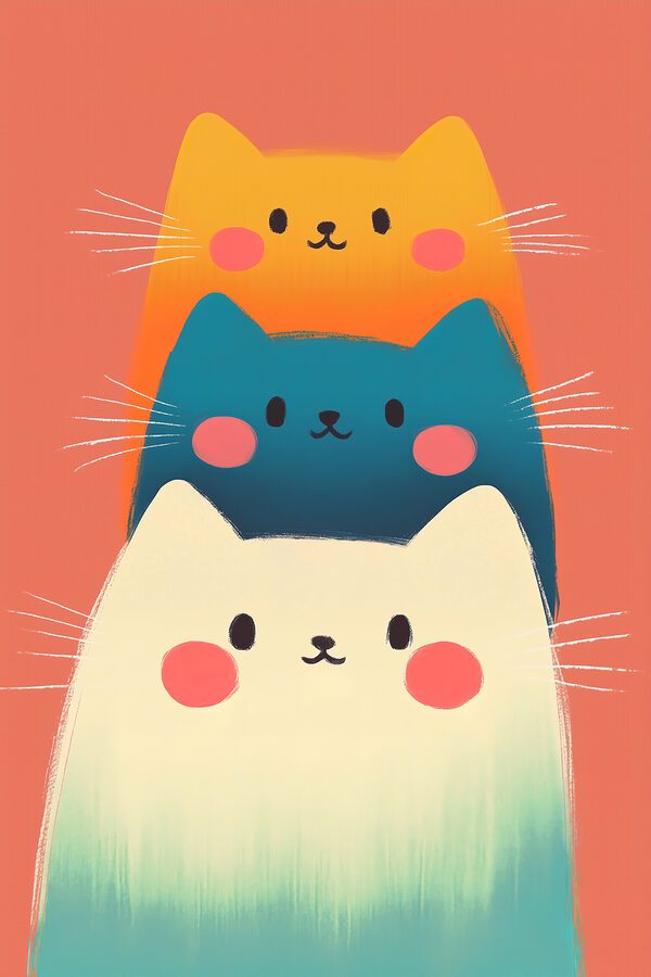 Group of cats on a pink background Group of cats on a pink background