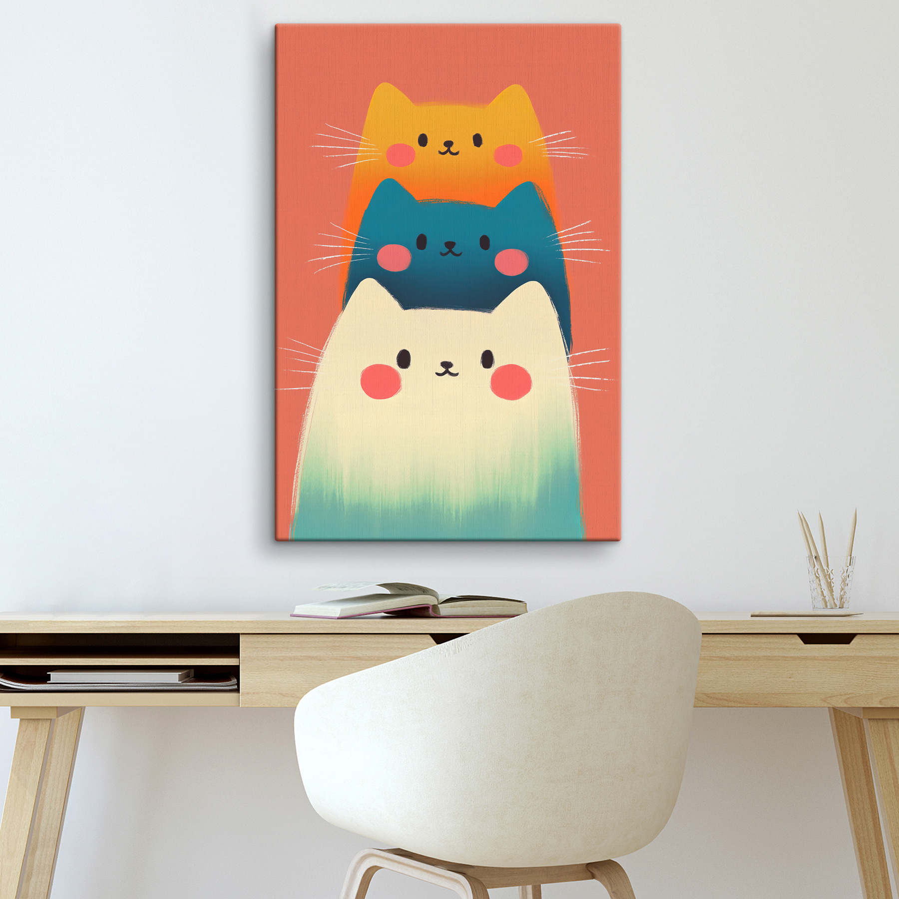 Group of cats on a pink background Group of cats on a pink background