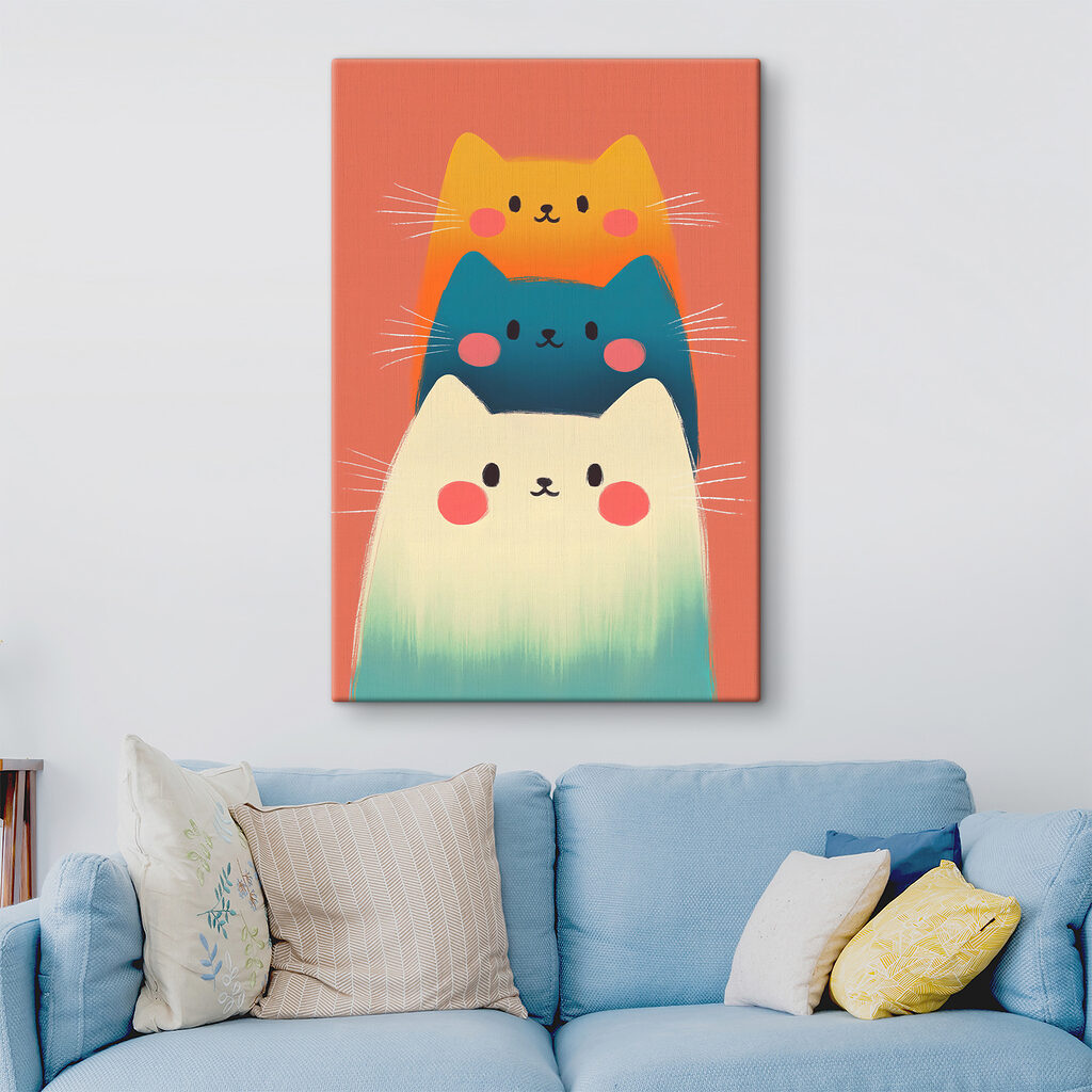 Group of cats on a pink background Group of cats on a pink background
