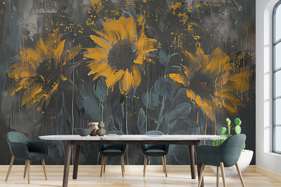 Pintura de flores amarillas
