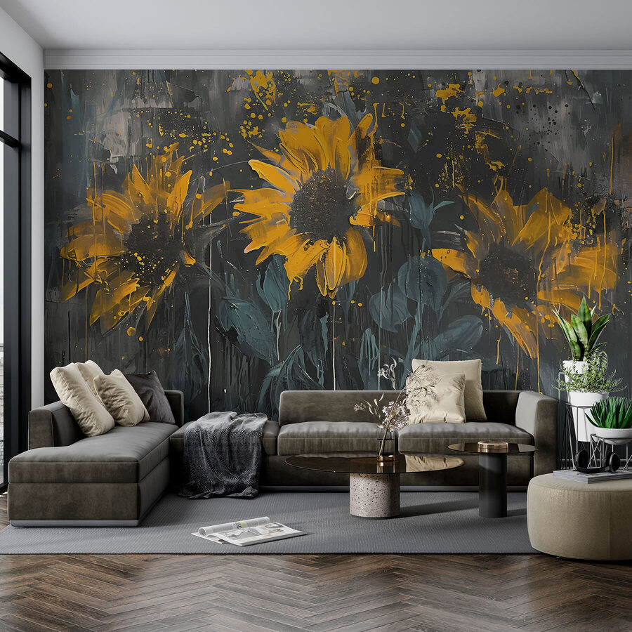 Pintura de flores amarillas