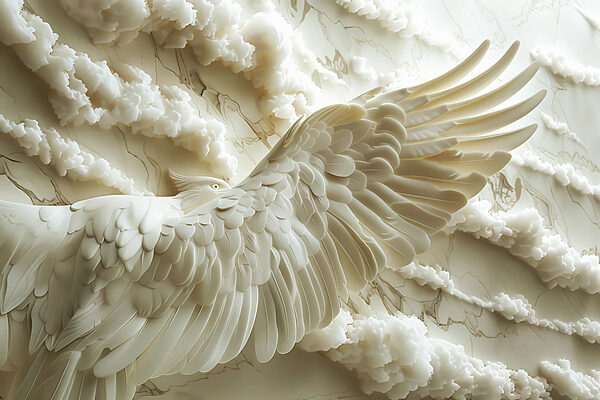 Pájaro blanco con las alas desplegadas Pájaro blanco con las alas desplegadas