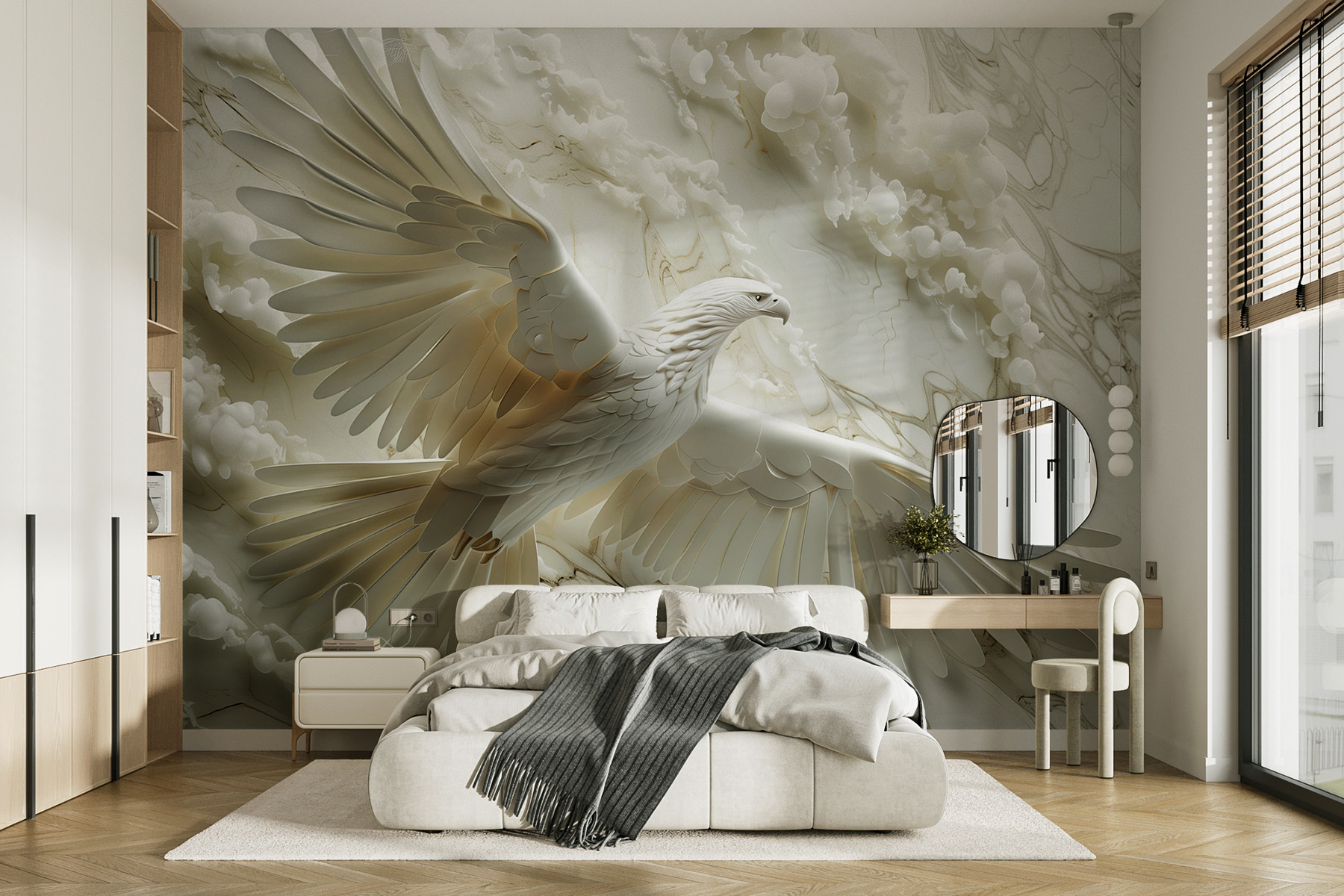 White bird flying in the air