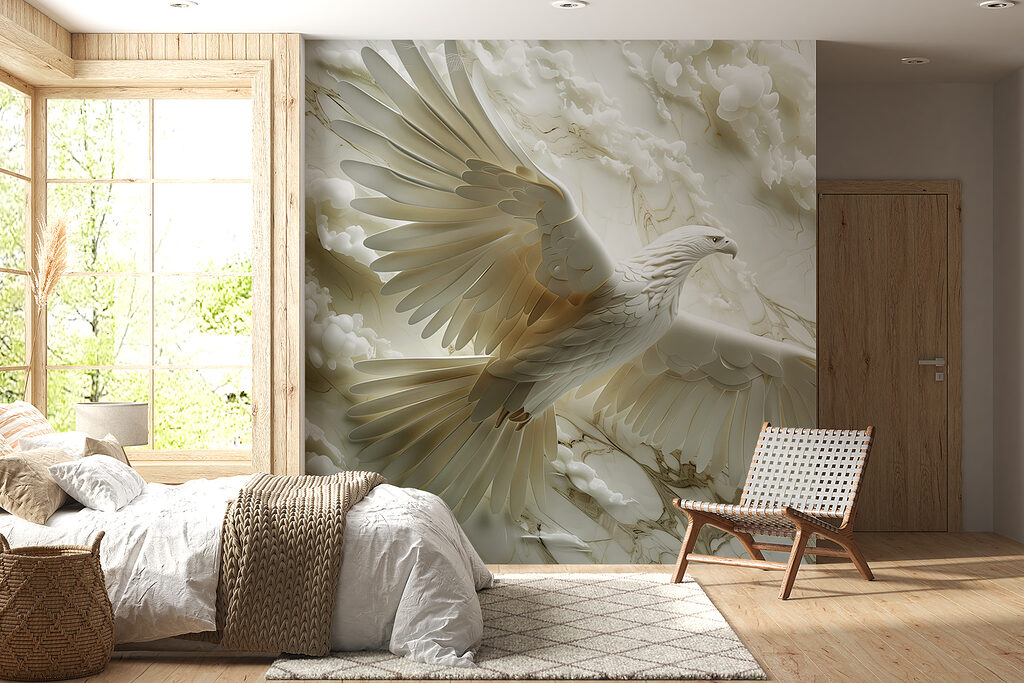 White bird flying in the air