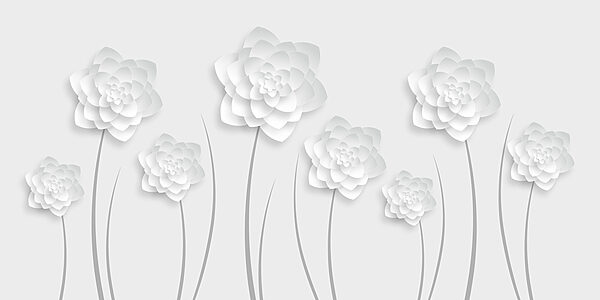 Flores de papel blanco sobre fondo blanco Flores de papel blanco sobre fondo blanco