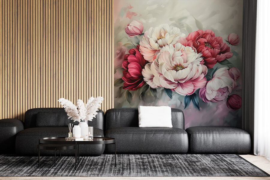 Pintura de flores sobre una superficie