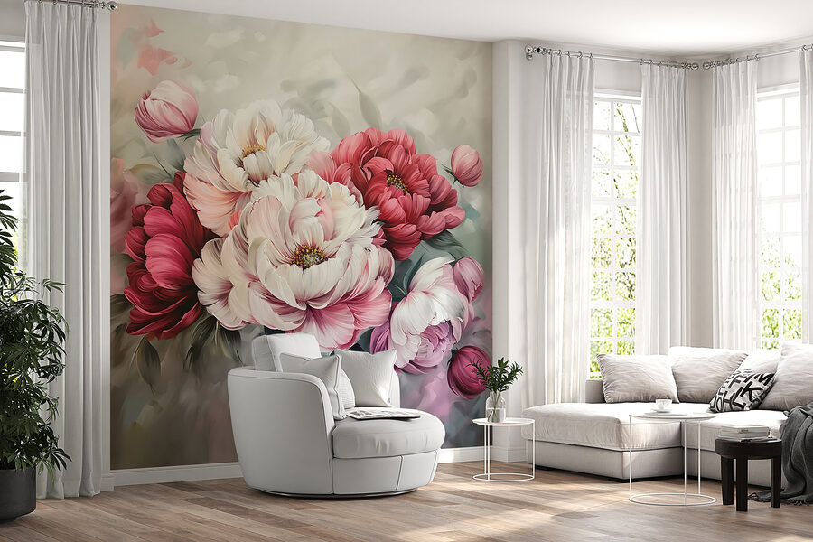 Pintura de flores sobre una superficie