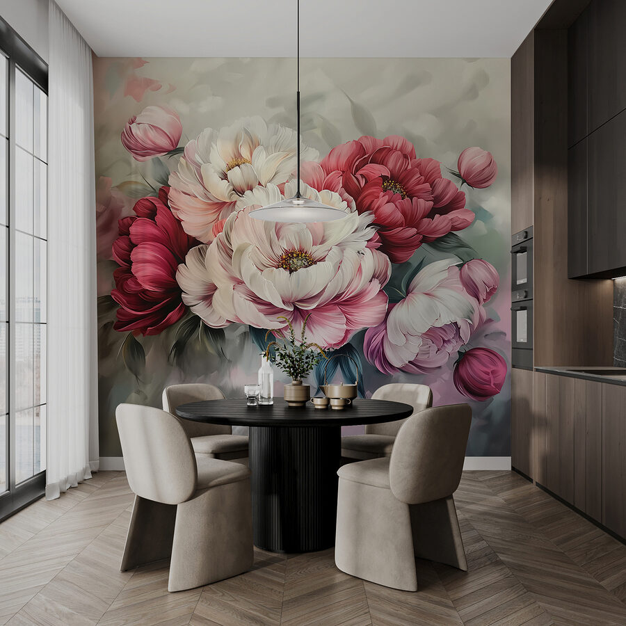 Pintura de flores sobre una superficie