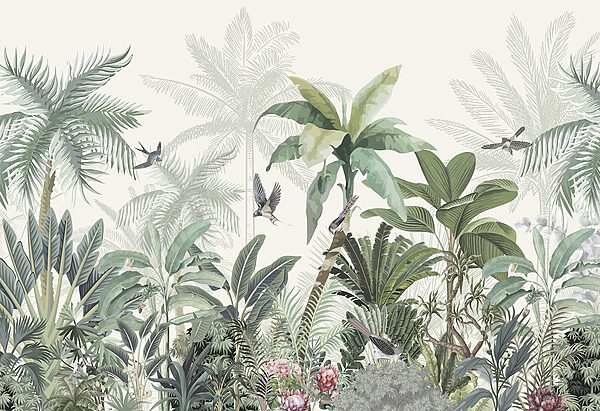Papel pintado con un bosque tropical Papel pintado con un bosque tropical