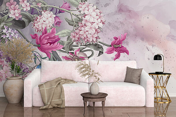 Pintura de flores sobre fondo blanco Pintura de flores sobre fondo blanco