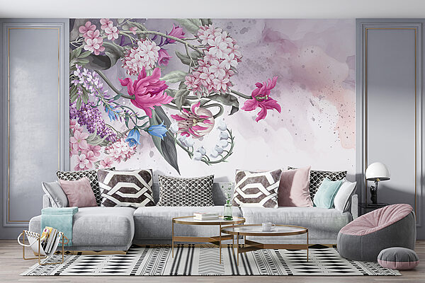Pintura de flores sobre fondo blanco Pintura de flores sobre fondo blanco