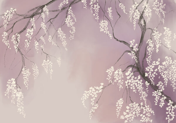 Rama de árbol con flores blancas Rama de árbol con flores blancas