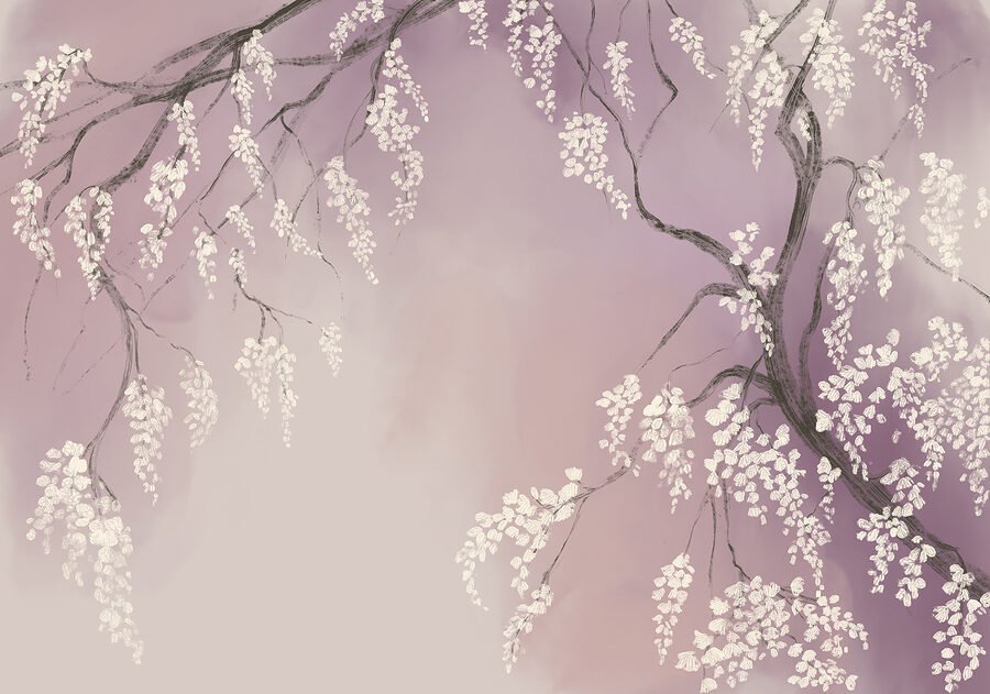 Rama de árbol con flores blancas