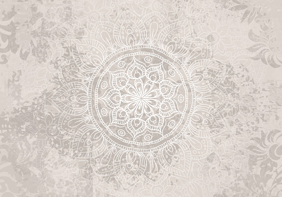 Mandala blanco y gris