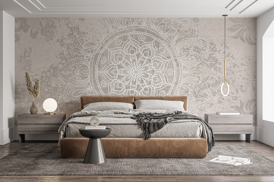 Mandala blanco y gris