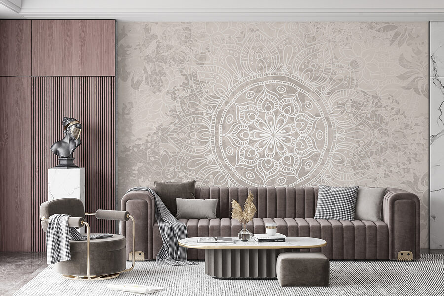 Mandala blanco y gris
