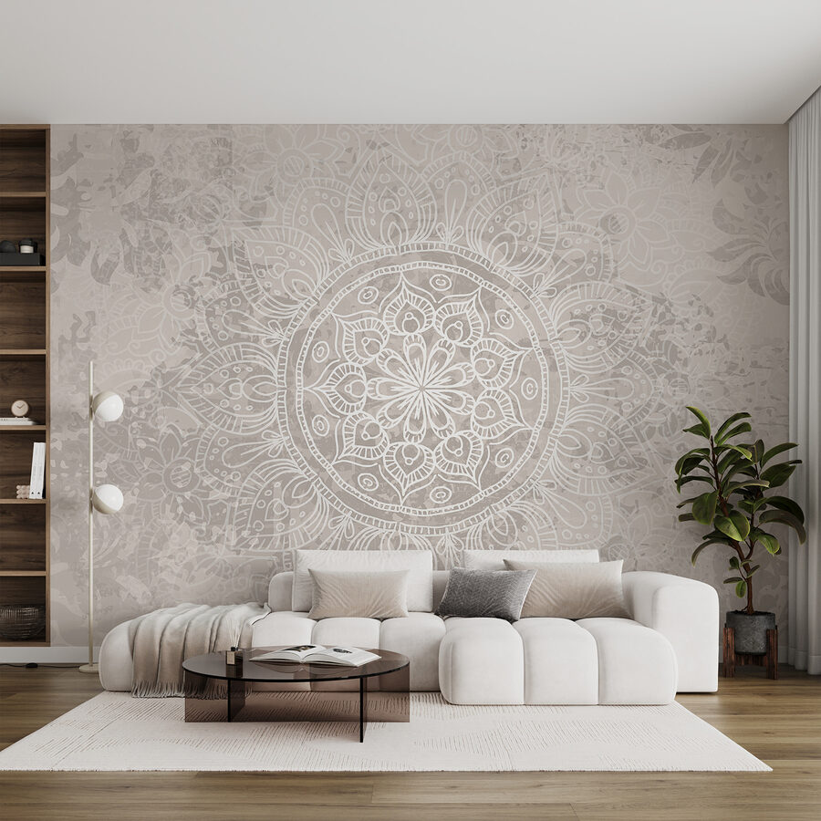 Mandala blanco y gris