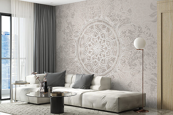 Mandala blanco y gris Mandala blanco y gris