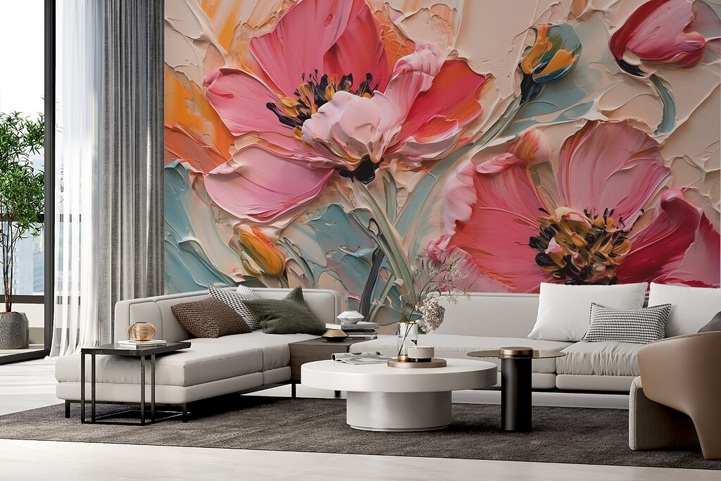 Painting of flowers on a canvas