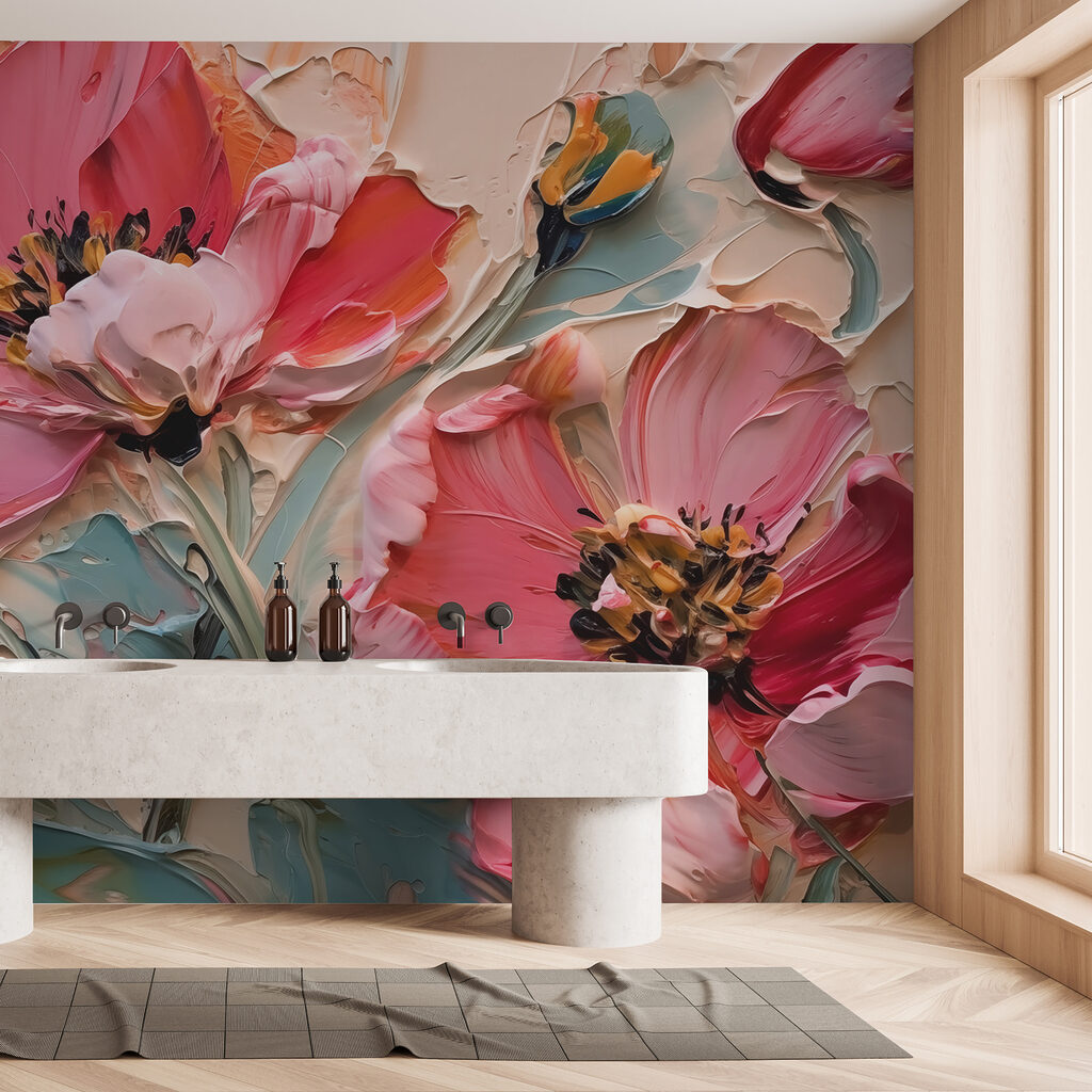 Painting of flowers on a canvas