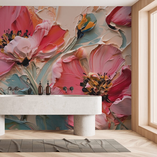 Painting of flowers on a canvas