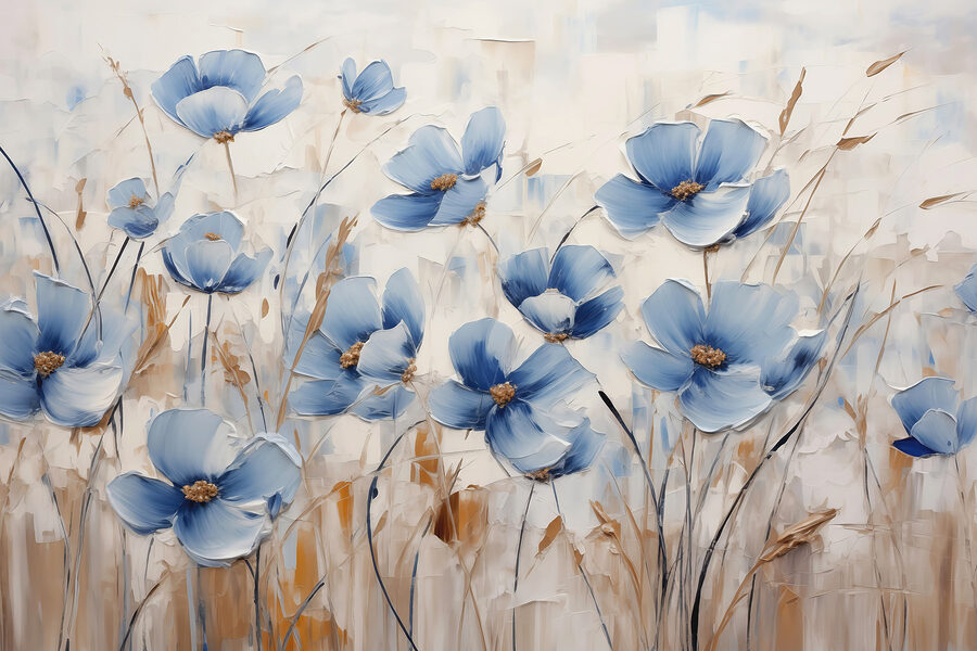 Pintura de flores azules