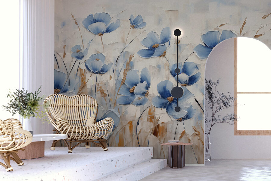 Pintura de flores azules