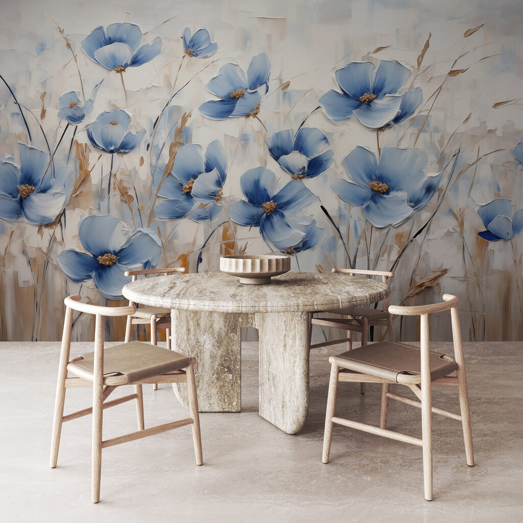 Painting of blue flowers