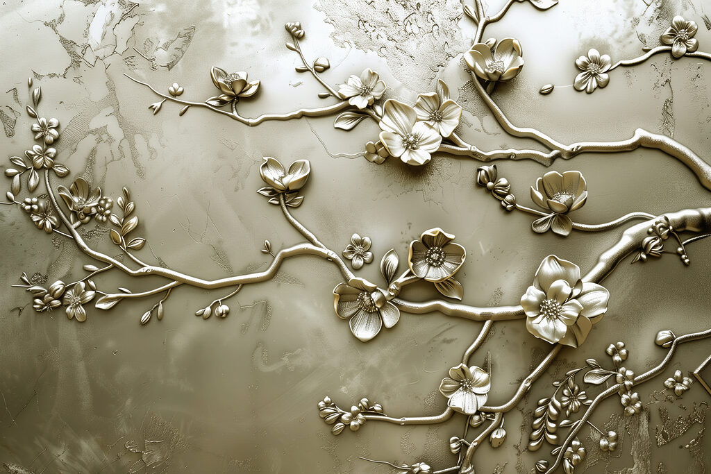 Wall with flowers and branches