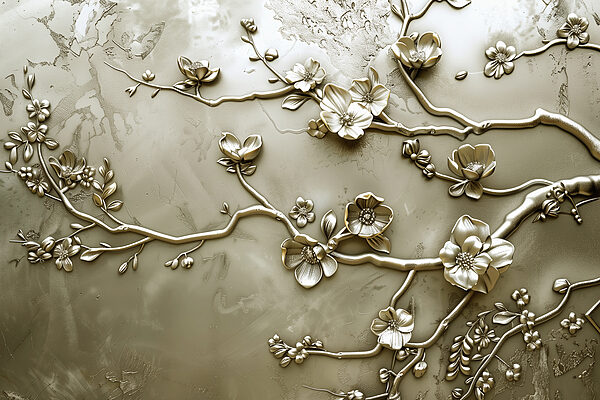 Wall with flowers and branches