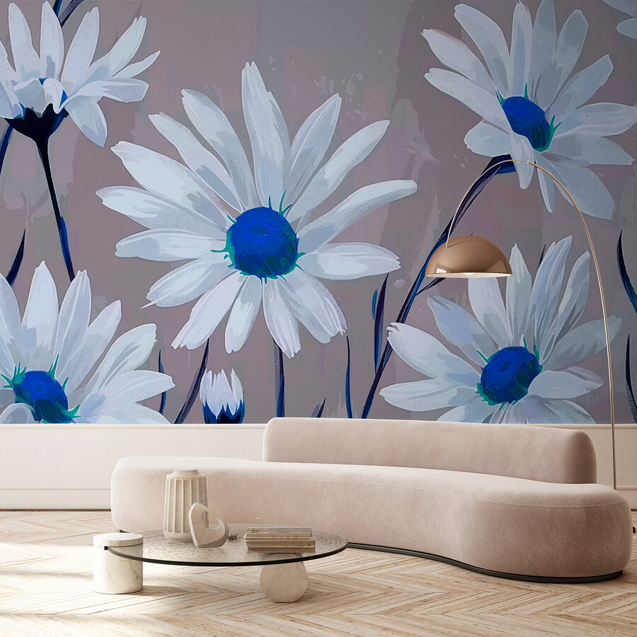Grupo de flores blancas con centro azul