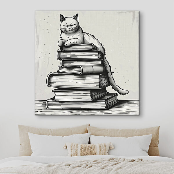 Cuadros Gato sentado sobre una pila de libros (SKU: s40435) Cuadros Cuadros Gato sentado sobre una pila de libros (SKU: s40435)