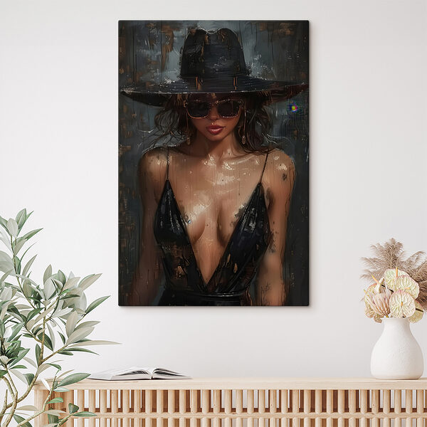 Cuadros Mujer con sombrero y gafas de sol