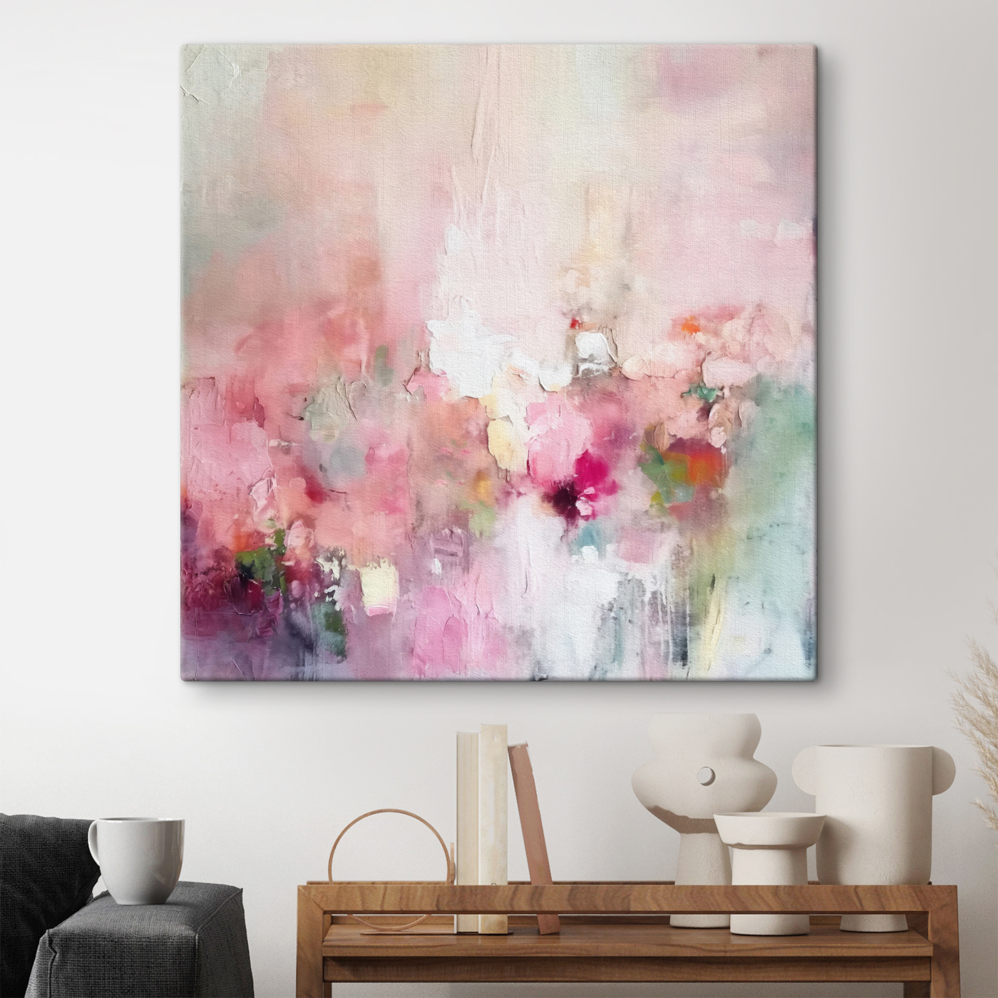 Painting of flowers on a white surface Painting of flowers on a white surface