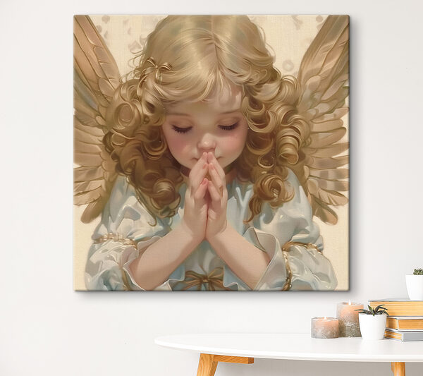Niño rubio con alas rezando Cuadros Niño rubio con alas rezando
