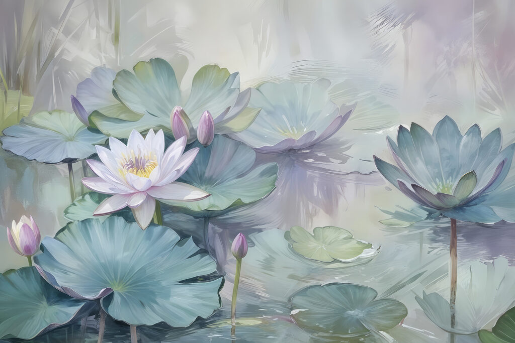 Painting of a flower and leaves