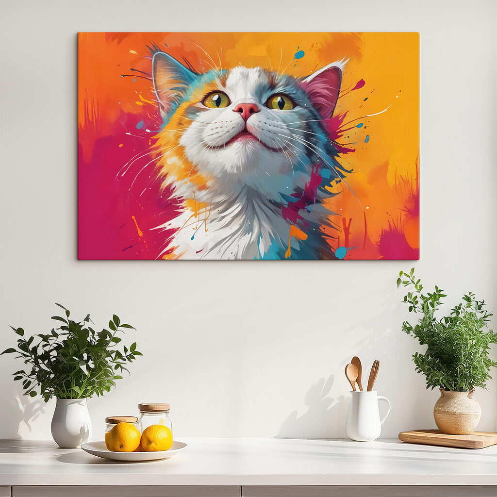 Cat with colorful paint splashes Cat with colorful paint splashes