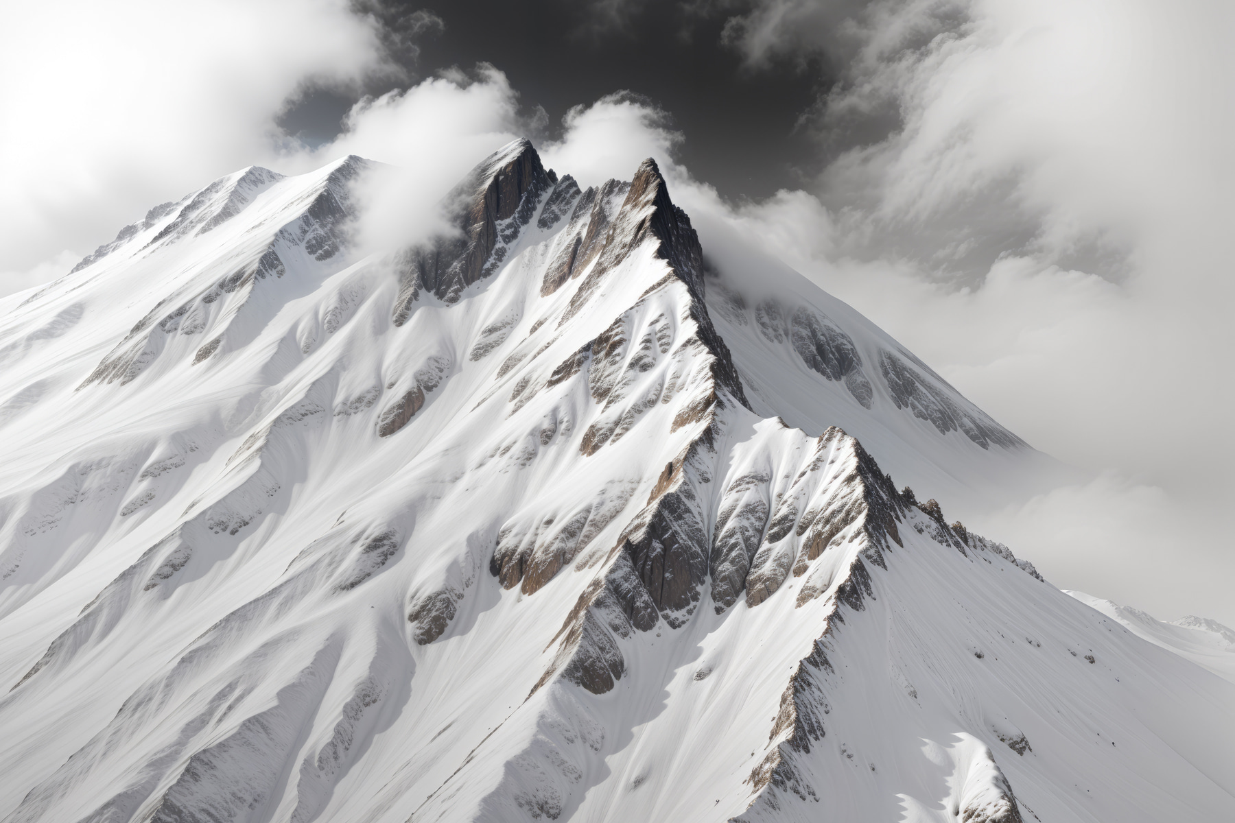 Mountain with snow and clouds Mountain with snow and clouds