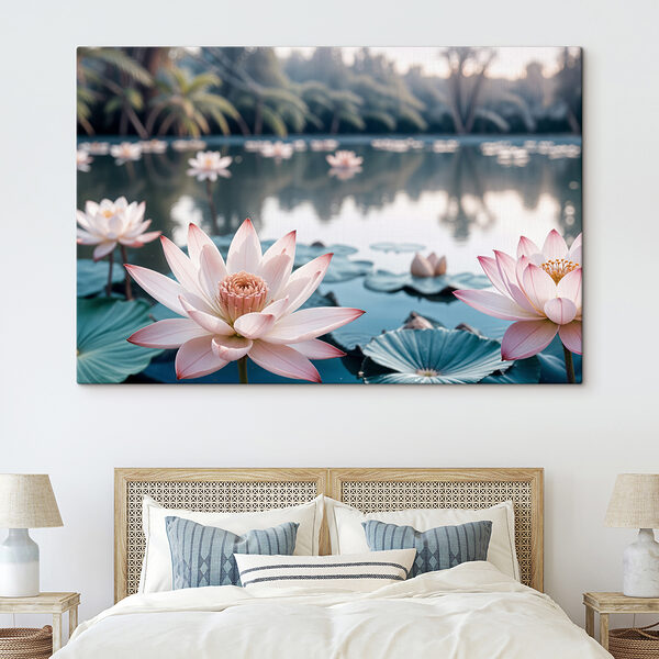 Cuadros Flores rosas y blancas en un lago (SKU: s40555) Cuadros Cuadros Flores rosas y blancas en un lago (SKU: s40555)
