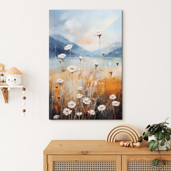 Painting of flowers in a field