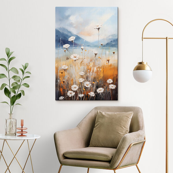 Painting of flowers in a field