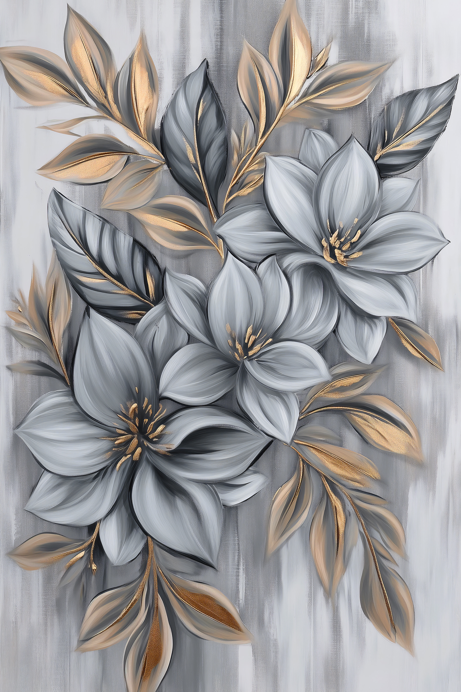 Painting of flowers and leaves