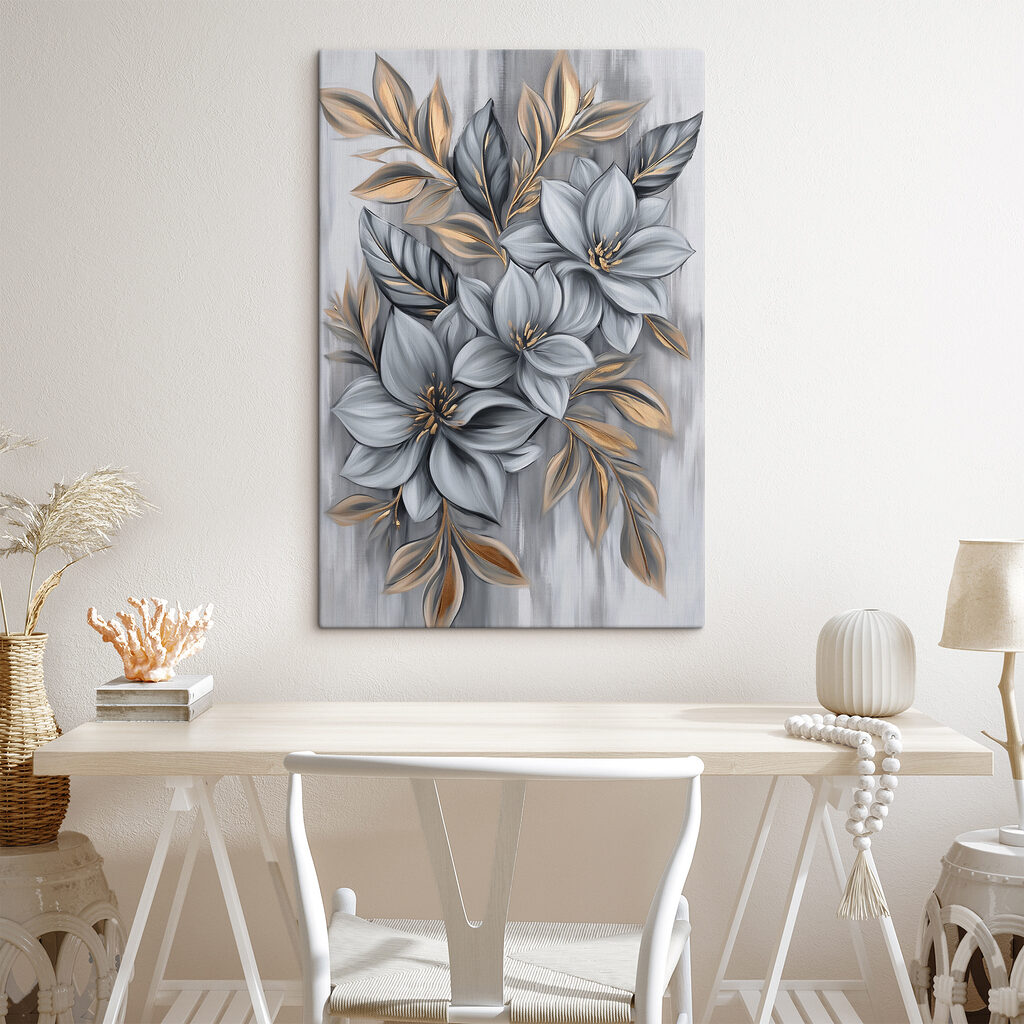 Painting of flowers and leaves