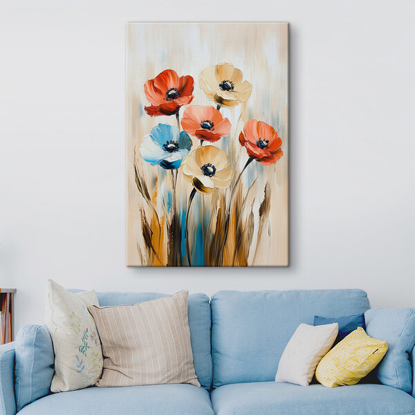 Painting of flowers on a canvas