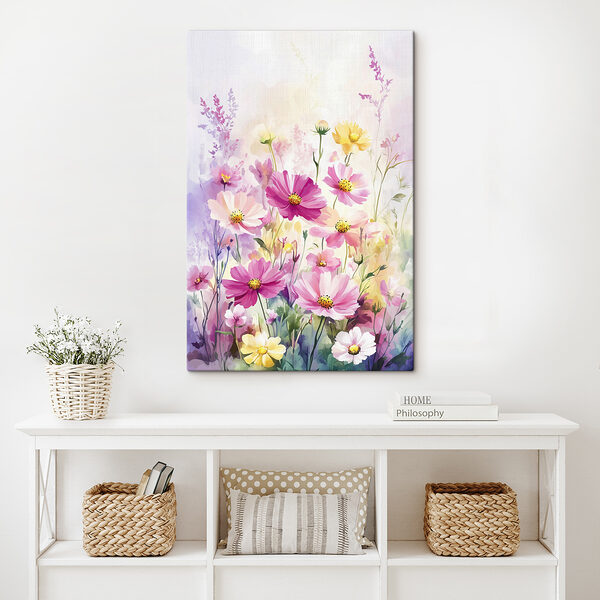 Painting of flowers in a field